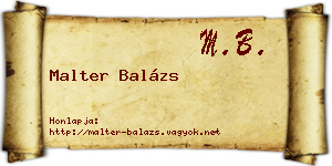 Malter Balázs névjegykártya